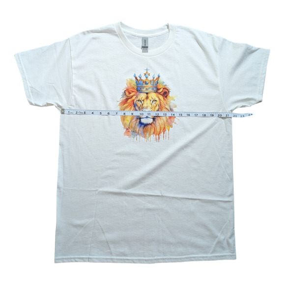 Lion With Crown White Graphic Tee - Size L - All Genders - Picture 3 of 6